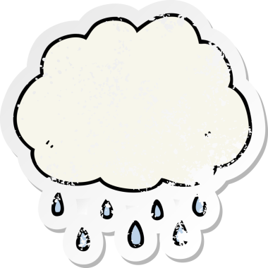 Bir insan tarafından çizilmiş karikatür yağmur bulutunun sıkıntılı etiketi