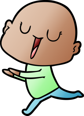 Bir insan tarafından çizilmiş mutlu, kel adam.