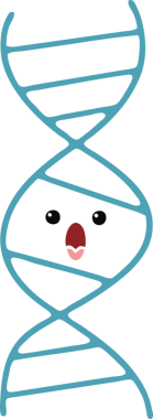 Bir insan tarafından çizilmiş bir DNA ipliğinin düz renk retro karikatürü