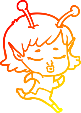 Bir insan tarafından çizilmiş bir uzaylı kız çizgi çizimi.