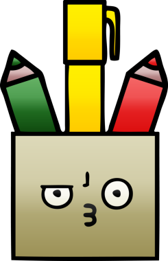 Bir insan tarafından çizilmiş kalem tenceresinin gölgelenmiş karikatürü