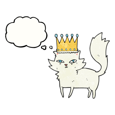 Serbest çizim düşünce balonu desenli havalı çizgi film kedisi bir insan tarafından çizilmiş.