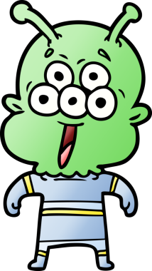 Bir insan tarafından çizilmiş mutlu bir uzaylı çizgi filmi.