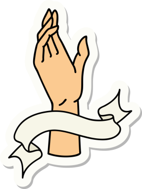 Bir insan tarafından çizilmiş el pankartıyla dövme stili çıkartması