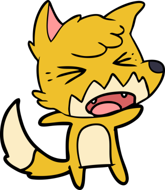 Bir insan tarafından çizilmiş kızgın çizgi film tilkisi.