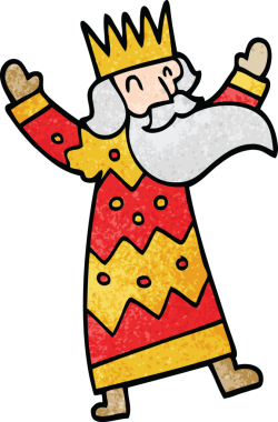 Bir insan tarafından çizilmiş neşeli çizgi film kralı.