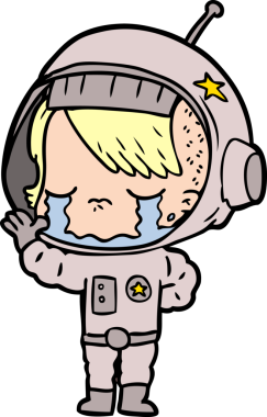 Bir insan tarafından çizilmiş ağlayan astronot kız.