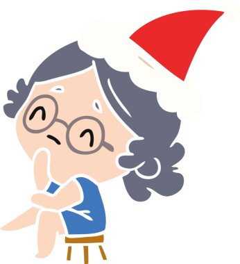 Bir insan tarafından çizilmiş kawaii bayanın el çizimi Noel karikatürü.