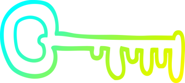 Bir insan tarafından çizilen altın anahtarın soğuk gradyan çizgisi.