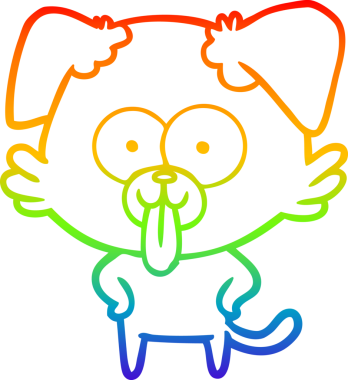 Bir insan tarafından çizilmiş dilli çizgi film köpeğinin çizimi.