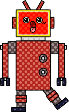 bir insan tarafından çizilmiş bir robotun çizgi roman tarzı