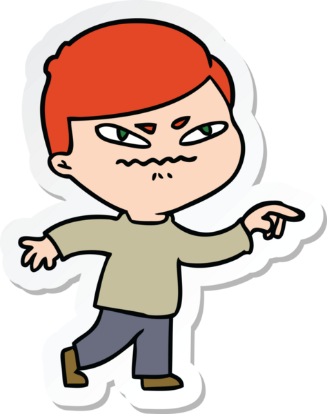 Bir insan tarafından çizilmiş kızgın bir adamın çıkartması.