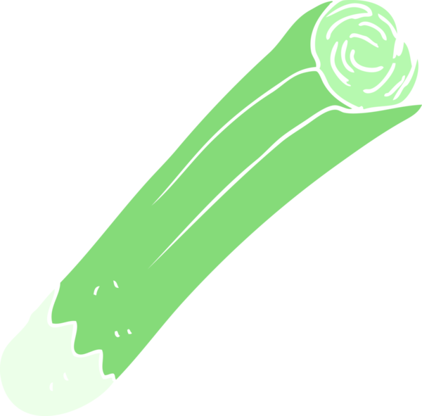 Bir insan tarafından çizilen pırasanın düz renk çizimi