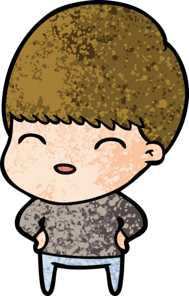 Bir insan tarafından çizilmiş mutlu çizgi film çocuğu.