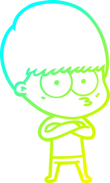 Bir insan tarafından çizilmiş gergin bir çizgi film çocuğu çizimi.