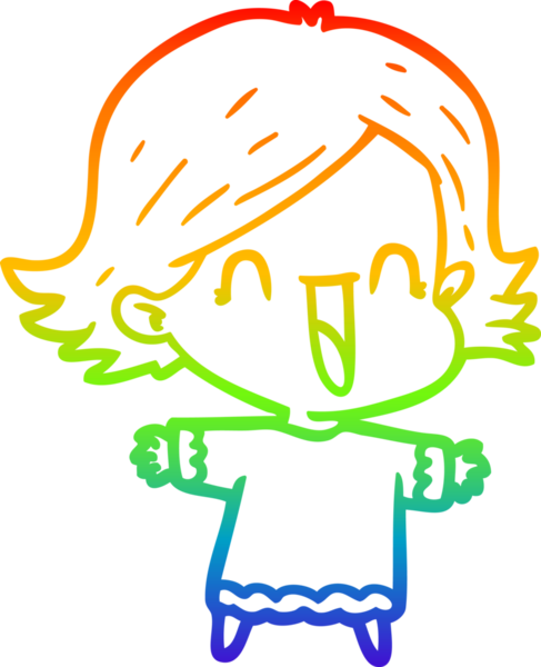 gökkuşağı gradyan çizimi bir insan tarafından çizilmiş mutlu bir kadın çizgi