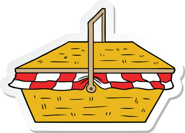 Bir insan tarafından çizilmiş bir piknik sepetinin çıkartması.