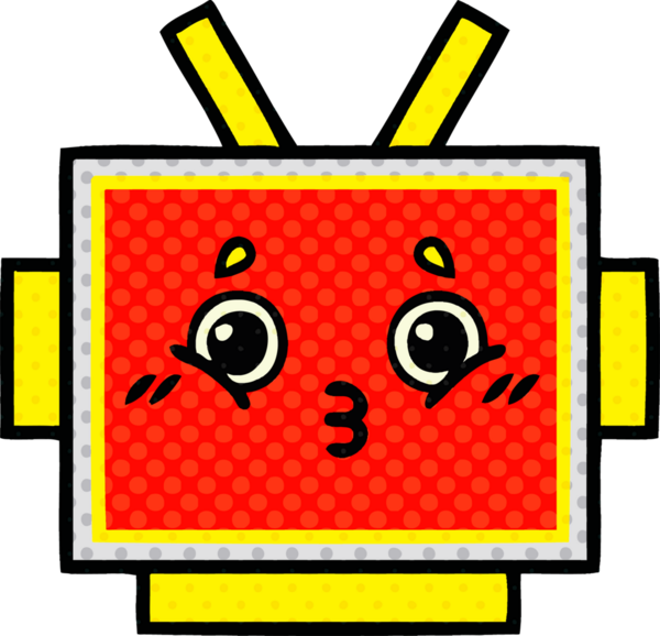 Bir insan tarafından çizilmiş robot kafanın çizgi romanı.