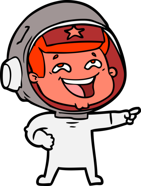 Bir insan tarafından çizilmiş gülen astronot çizgi filmi.