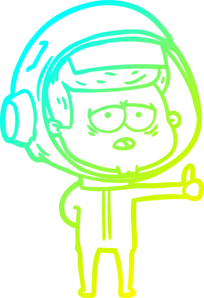 Bir insan tarafından çizilmiş soğuk gradyan çizgi çizimi yorgun astronot