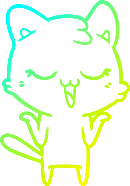 Bir insan tarafından çizilen çizgi film kedisinin soğuk gradyan çizgisi.