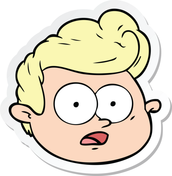 Bir insan tarafından çizilmiş karikatür erkek yüzü çıkartması