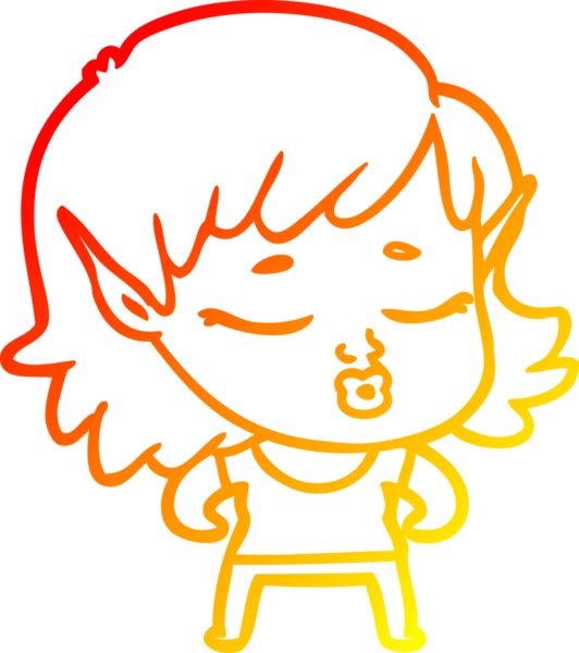 Bir insan tarafından çizilmiş güzel bir elf kızı çizimi.