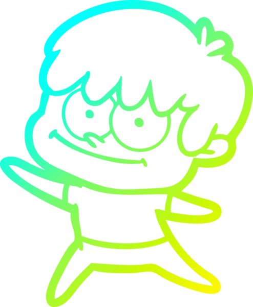 Bir insan tarafından çizilmiş mutlu bir çizgi film karakteri çizimi.