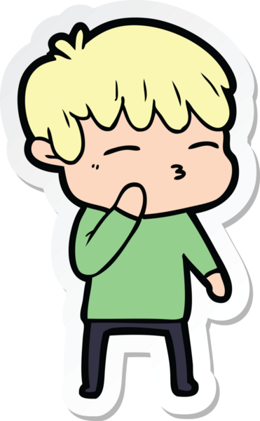 Bir insan tarafından çizilmiş meraklı bir çocuğun çıkartması.