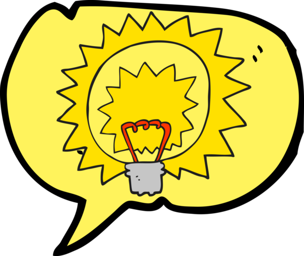 Bir insan tarafından çizilmiş serbest konuşma balonu çizgi film ampulü