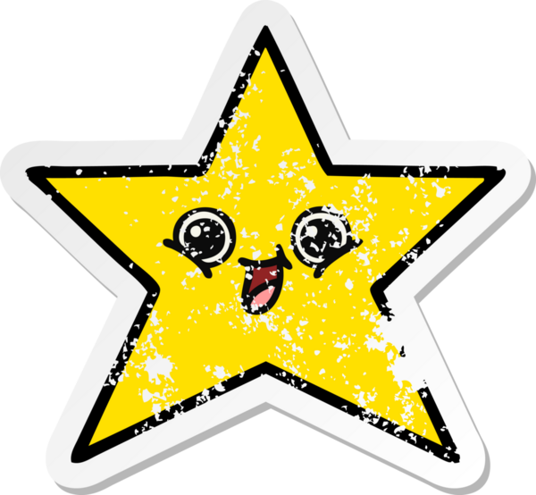 Bir insan tarafından çizilmiş tatlı bir çizgi film yıldızının sıkıntılı çıkartması.