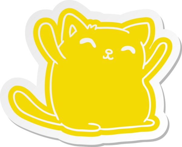 Bir insan tarafından çizilmiş sevimli kawaii kedisinin çizgi film etiketi.