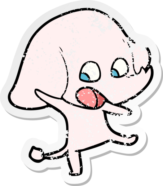 Bir insan tarafından çizilmiş şirin bir filin sıkıntılı çıkartması