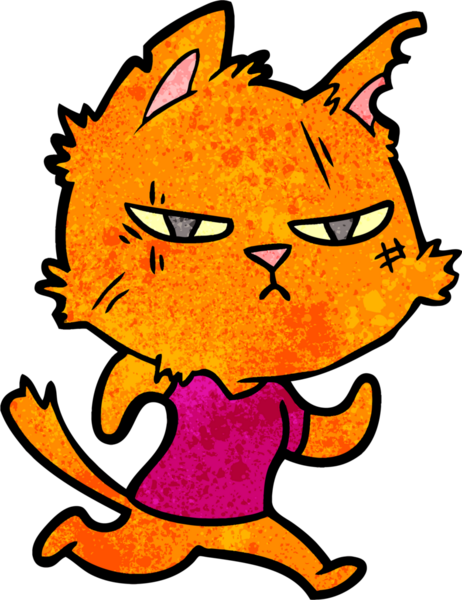 Bir insan tarafından çizilmiş sert çizgi film kedisi.