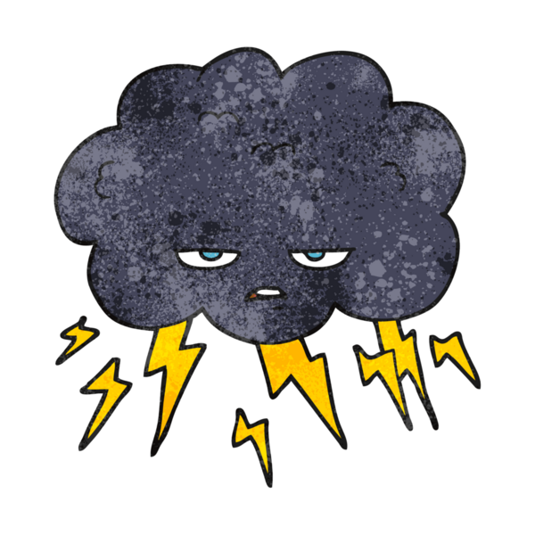 Bir insan tarafından çizilmiş el yazısı desenli gökgürültüsü bulutu.