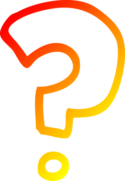 Bir insan tarafından çizilmiş bir çizgi film soru işaretinin sıcak gradyan çizgisi