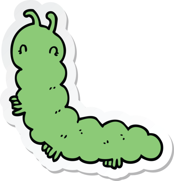 Bir insan tarafından çizilmiş bir tırtılın çıkartması.