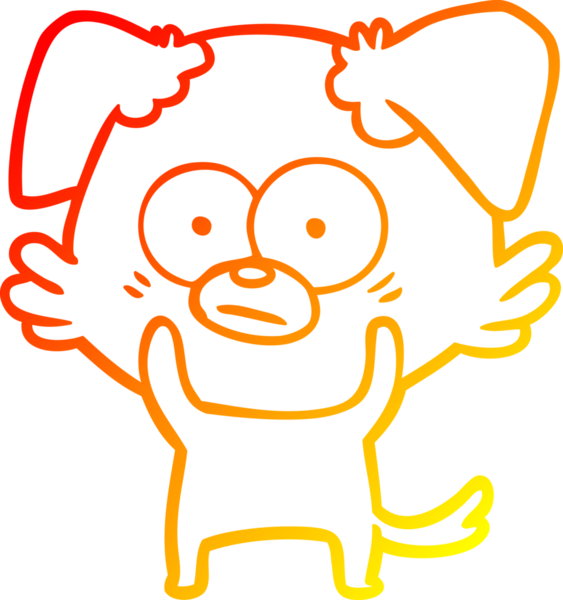 Bir insan tarafından çizilmiş gergin bir köpek çizgi filminin sıcak gradyanı.