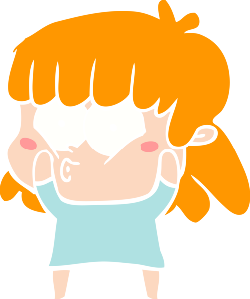 Düz renkli çizgi film bir insan tarafından çizilmiş kızı şaşırttı.