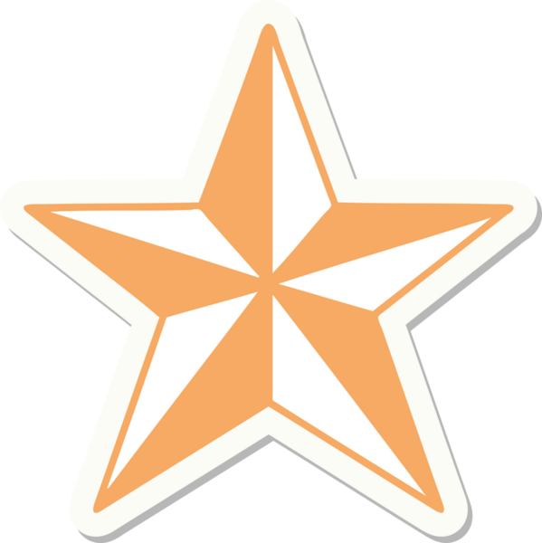 Bir insan tarafından çizilmiş geleneksel bir yıldız stiliyle dövme çıkartması.