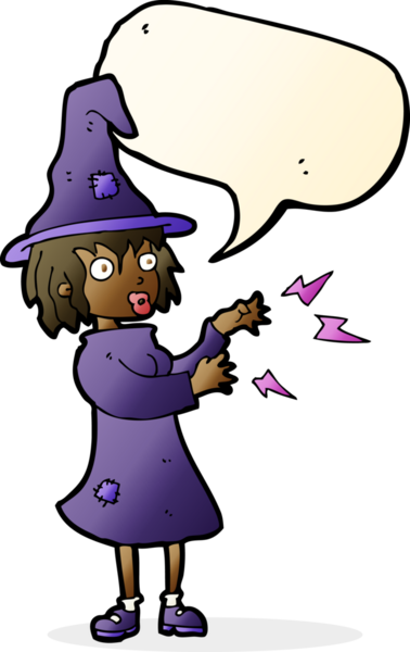 bir insan tarafından çizilmiş konuşma baloncuğu ile cadı dökme büyüsü