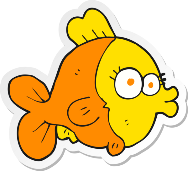 Bir insan tarafından çizilmiş komik bir balığın çıkartması.