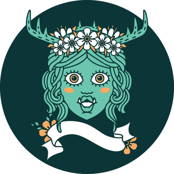 Bir insan tarafından çizilmiş Ork Druid karakter simgesi