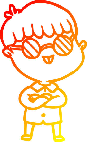 Bir insan tarafından çizilmiş gözlük takan çizgi film çocuğu çizimi.