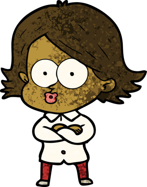 Çizgi film kızı somurtuyor bir insan tarafından