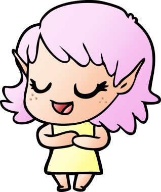 Bir insan tarafından çizilmiş mutlu elf kızı.