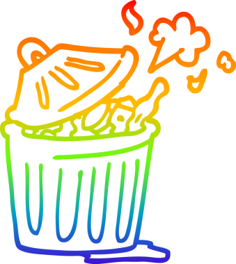 gökkuşağı gradyan çizgi çizimi bir insan tarafından çizilmiş bir çöp kutusu