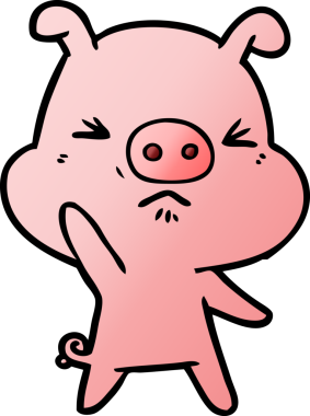 Bir insan tarafından çizilmiş kızgın domuz çizgi filmi.