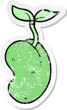 Bir insan tarafından çizilen filizlenen bir çizgi filmin sıkıntılı etiketi.