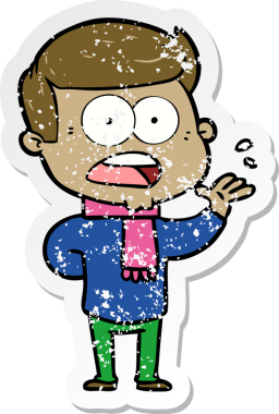 Bir insan tarafından çizilen şok olmuş bir adamın karikatür çıkartması.